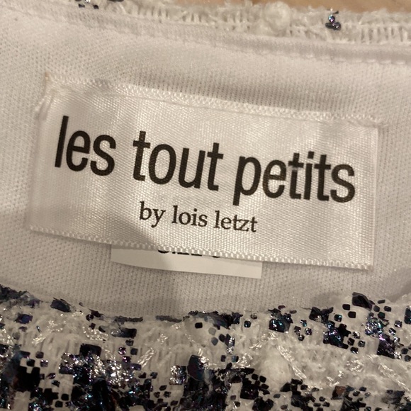Les Tout Petits made in usa girls silver shimmer white black Pearl waist dress - Picture 6 of 13